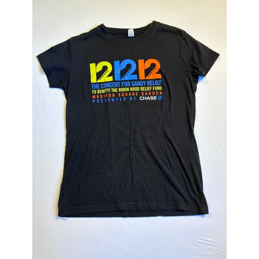 Tultex Womens 12 12 12 Concert for Sandy Relief Graphic T-Shirt Black M MSG